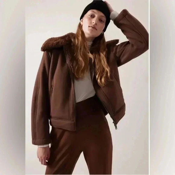 Athleta Womens westbound Sherpa Brown Jacket size Large - Picture 5 of 15
